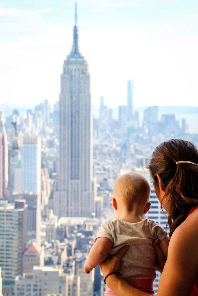 Top of the Rock Observation deck in New York City with a Baby