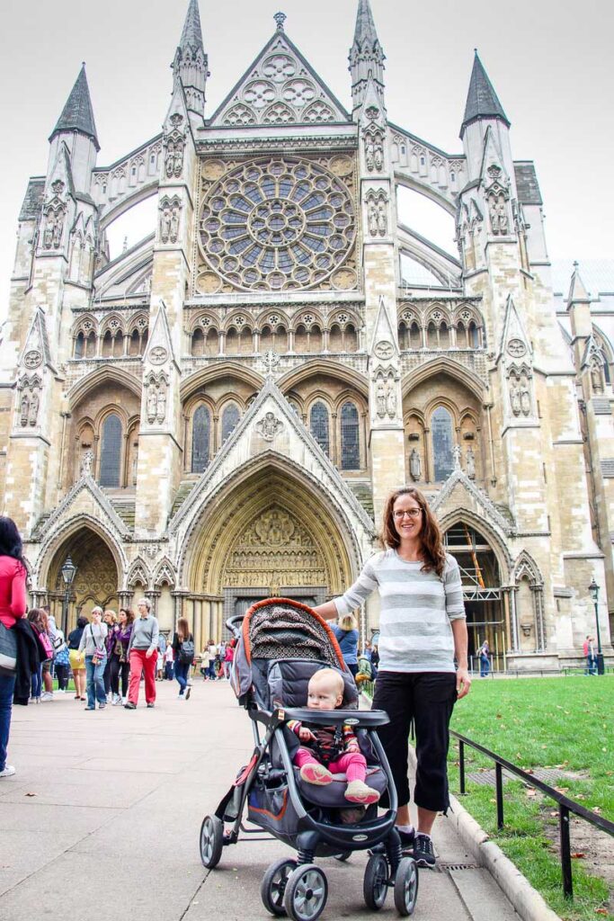 Visiting Westminster Abbey in London with a toddler in stroller