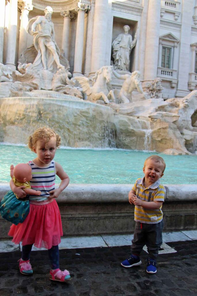 When visiting Rome with a toddler, get to the Trevi Fountain really early to give them a chance to get close enough to stick their hands in the water