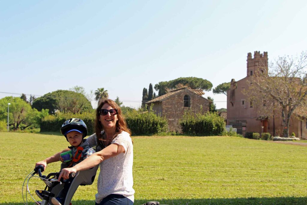 A fun activity in Rome with a toddler is to rent bikes with child seats and a helmet and explore the Appian Way