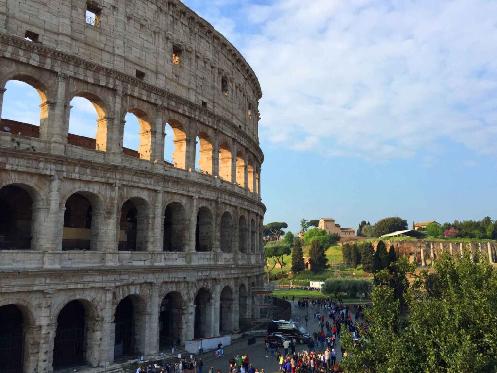 When visiting the Rome Colosseum with a baby or toddler, try to arrive as early as possible to avoid the crowds