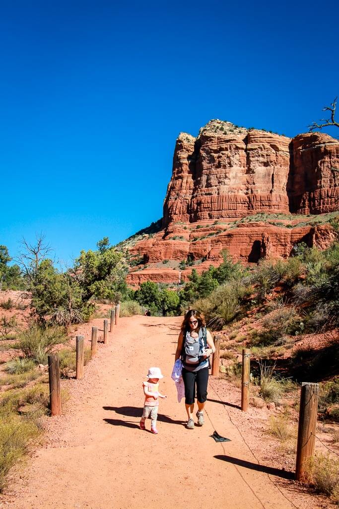 hiking with a baby and toddler on easy hikes in Sedona, AZ