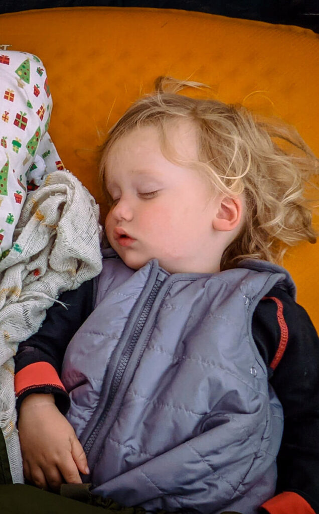 getting toddler to sleep camping - wearing sleeping bag for toddler from Baby Deedee