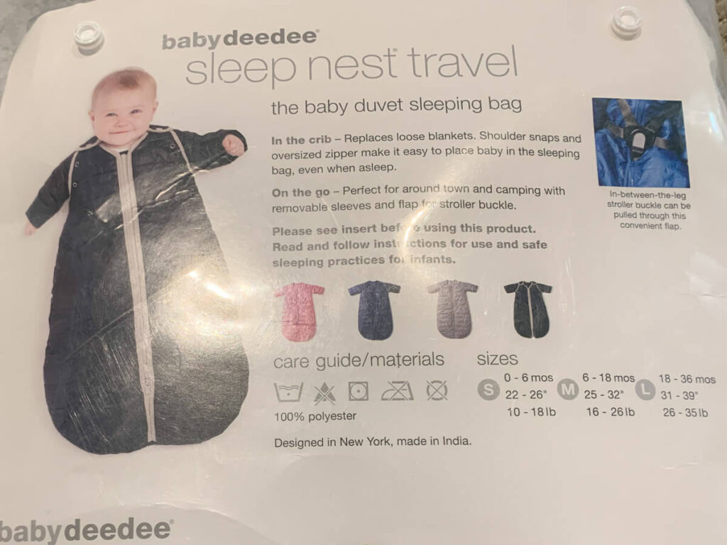 Baby Deedee Sleep Nest Travel packaging - baby sleep sack for camping.