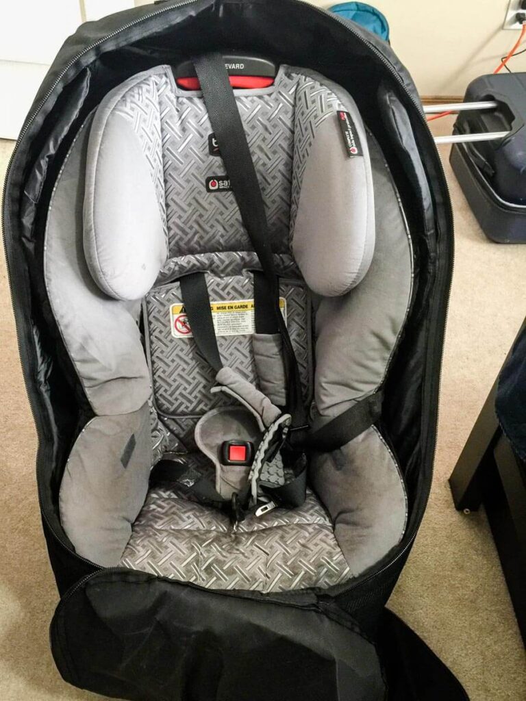 Britax Boulevard seat fits in JL Childress Car Seat Travel Bag - one of the best car seat bags for travel