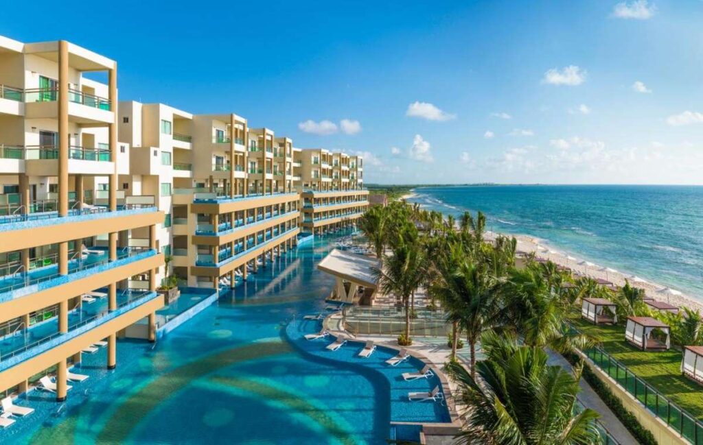 the exterior of the Generations Riviera Maya resort - one of our best baby friendly all-inclusive resorts in Mexico.