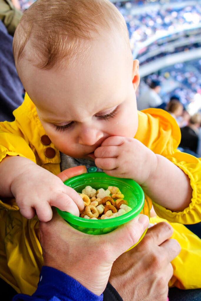 baby eating Puffs baby travel snack