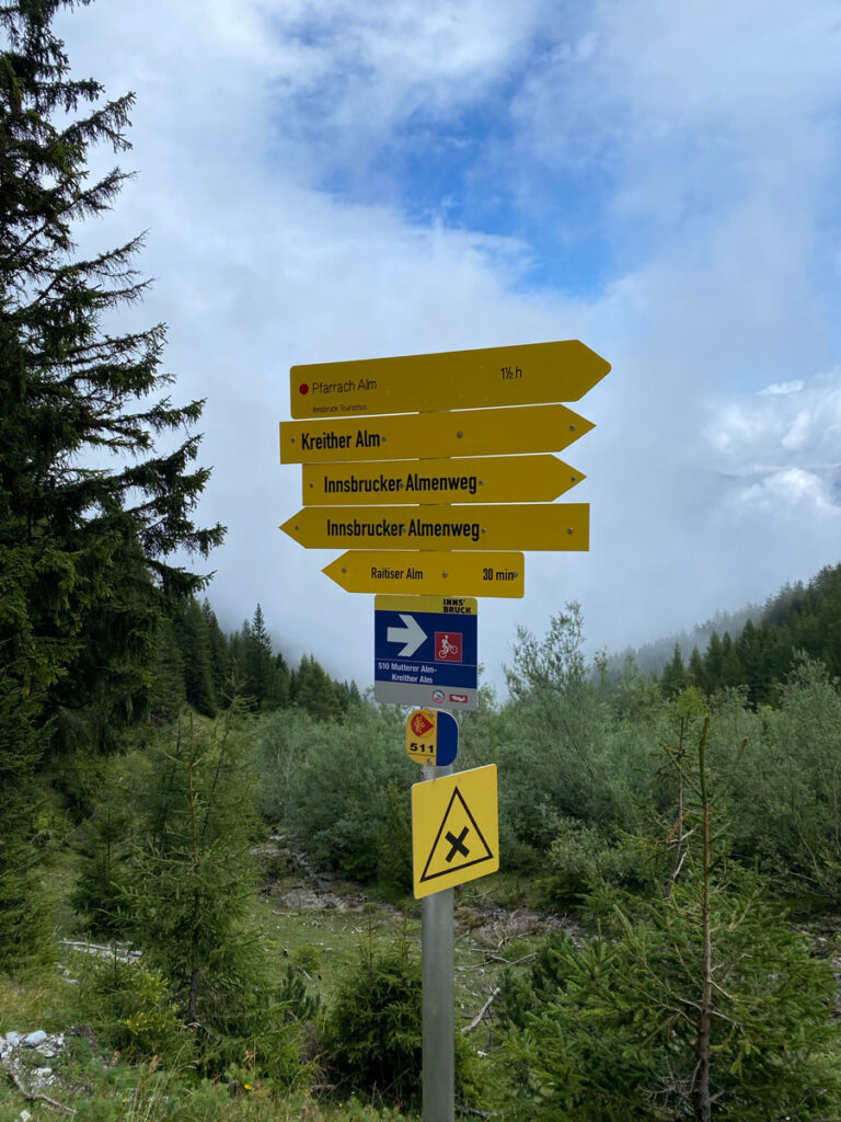 Trail signs in Innsbruck Austria