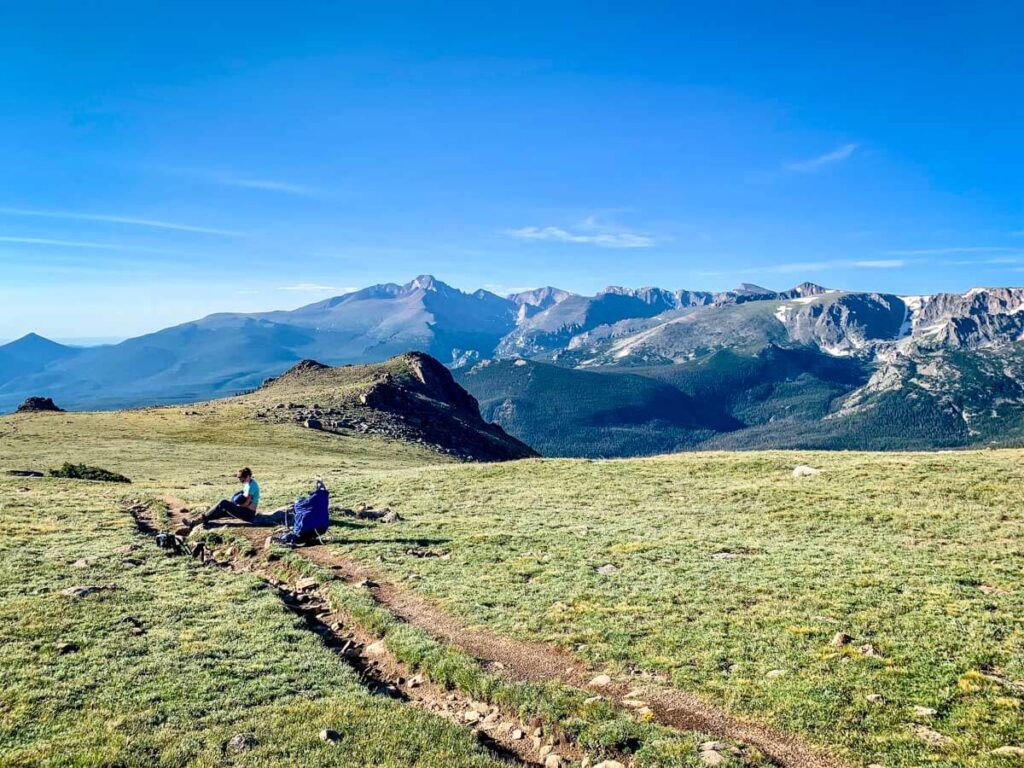 mother with baby on Ute Trail - Easy Hike in Rocky Mountain National Park