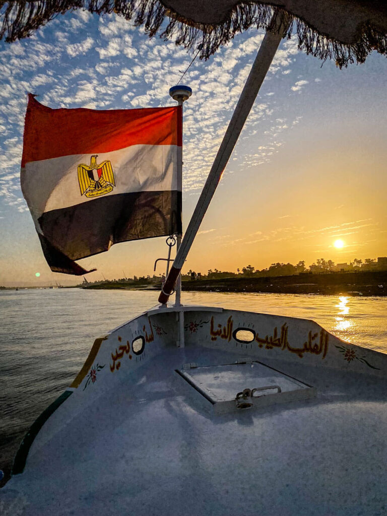 Boat on the Nile in Luxor Egypt with a Baby