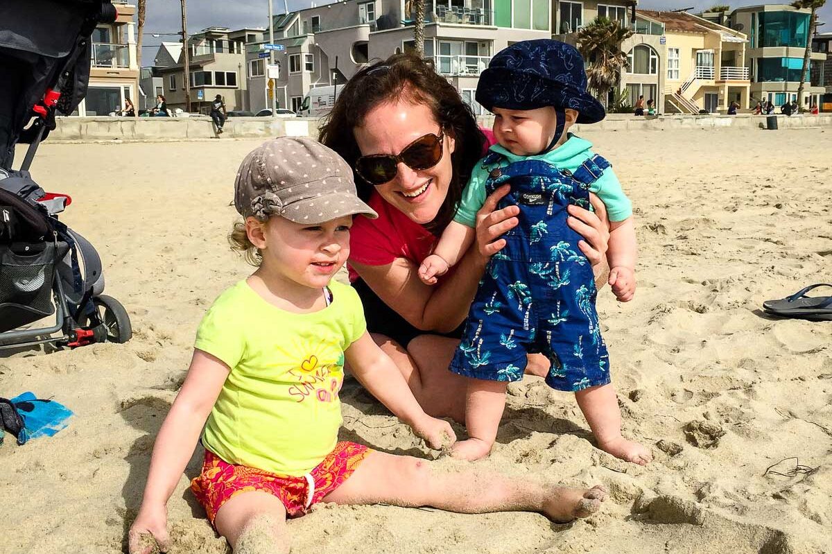 Mission Beach in San Diego with a baby and toddler