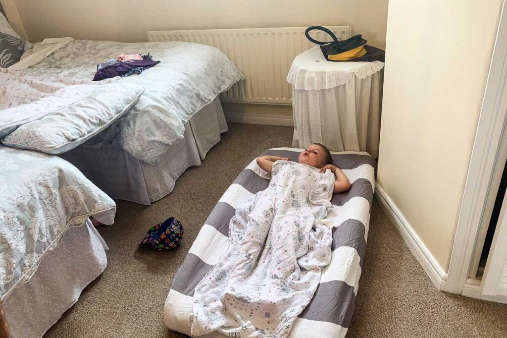 inflatable toddler travel bed. one of the best toddler travel essentials