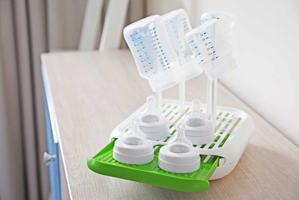 travel bottle drying rack on counter