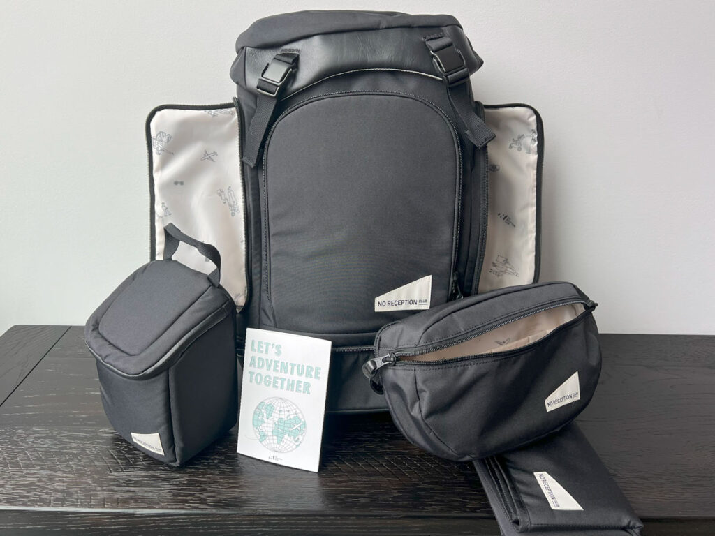 What you get with the travel bundle when you purchase the No Reception Club Getaway Bag.