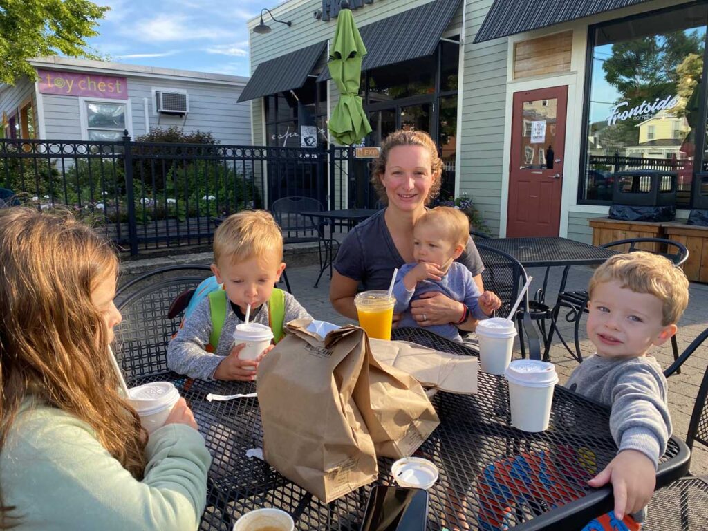 Family eating at Frontside Cafe in North Conway