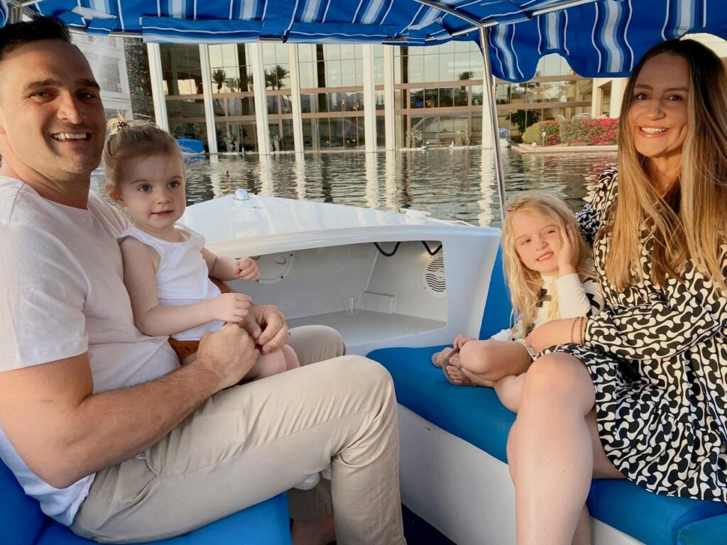 parents with toddlers on Sunset sail at JW Mariott at Palm Desert