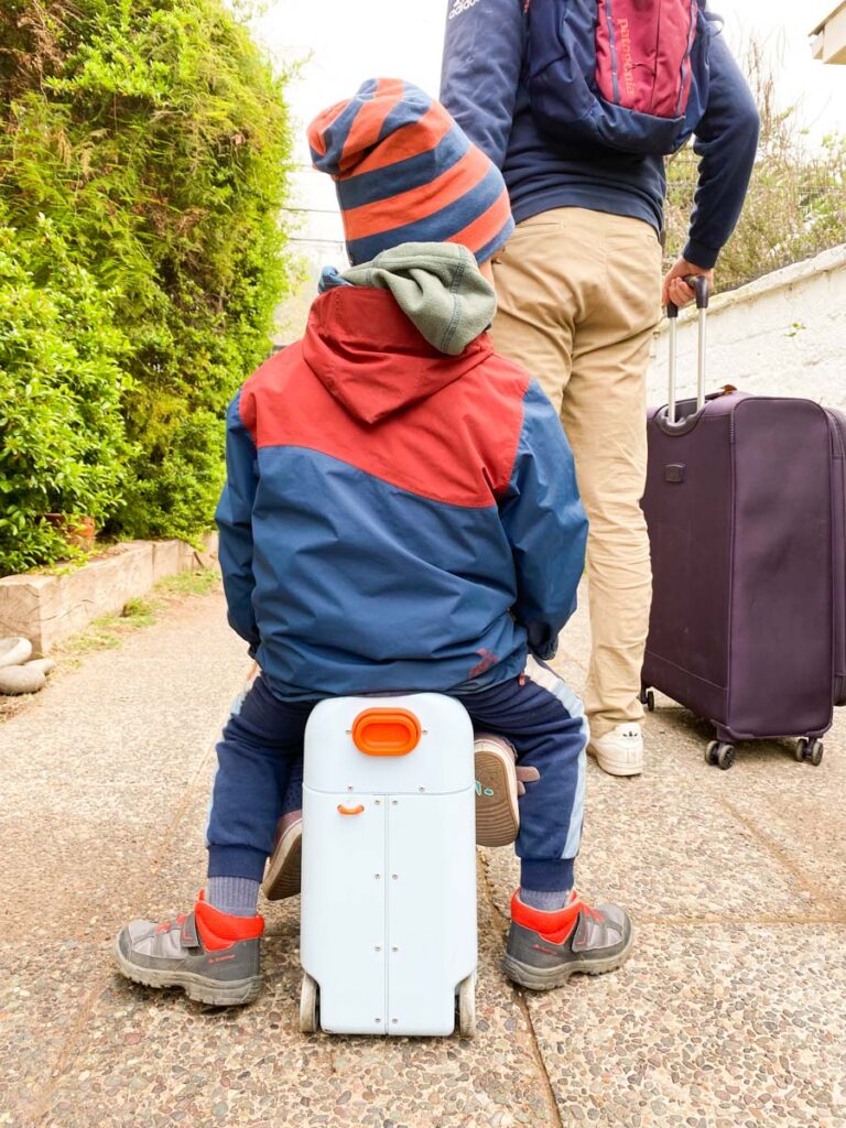 toddler getting pulled on JetKids Bed Box