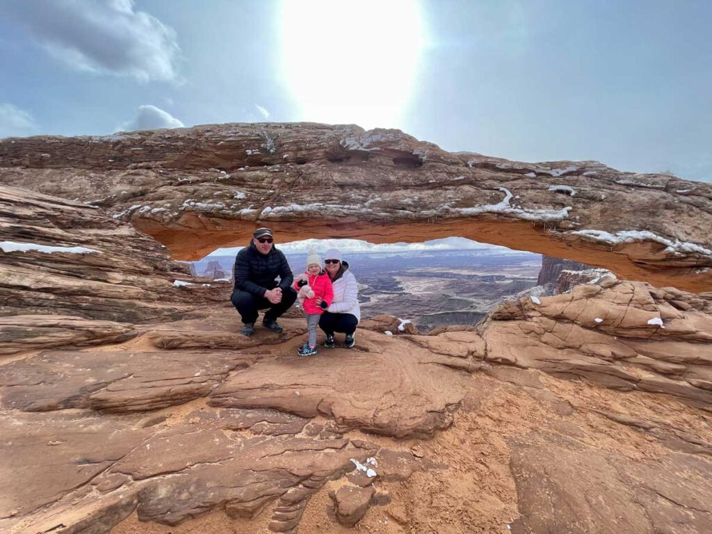 Mesa Arch in Canyonlands National Park with a Toddler