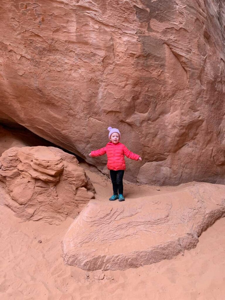 Toddler at Sand Dune Arch - Arches NP