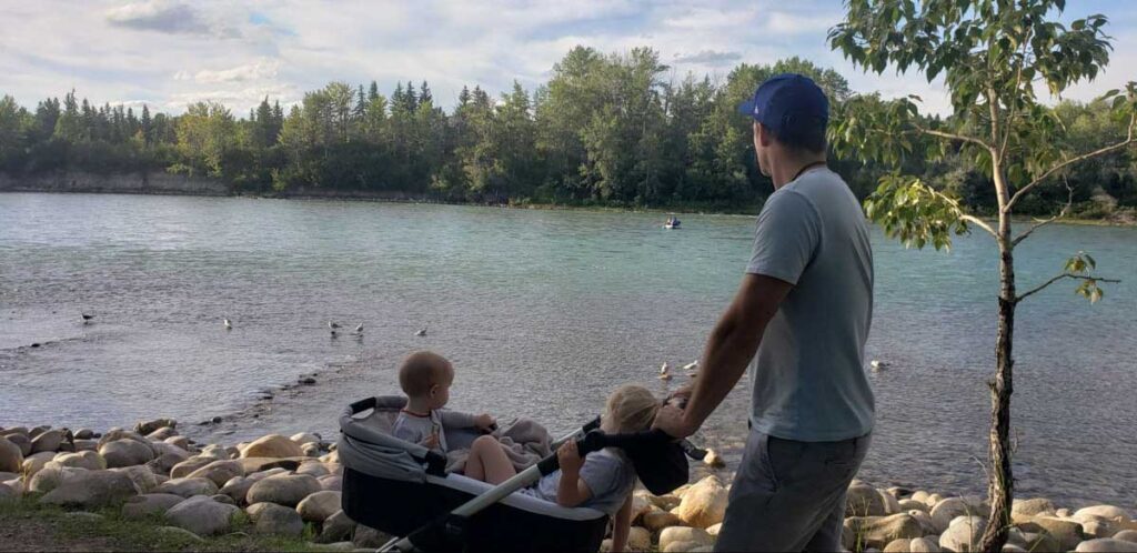 Walking with toddler baby in Calgary