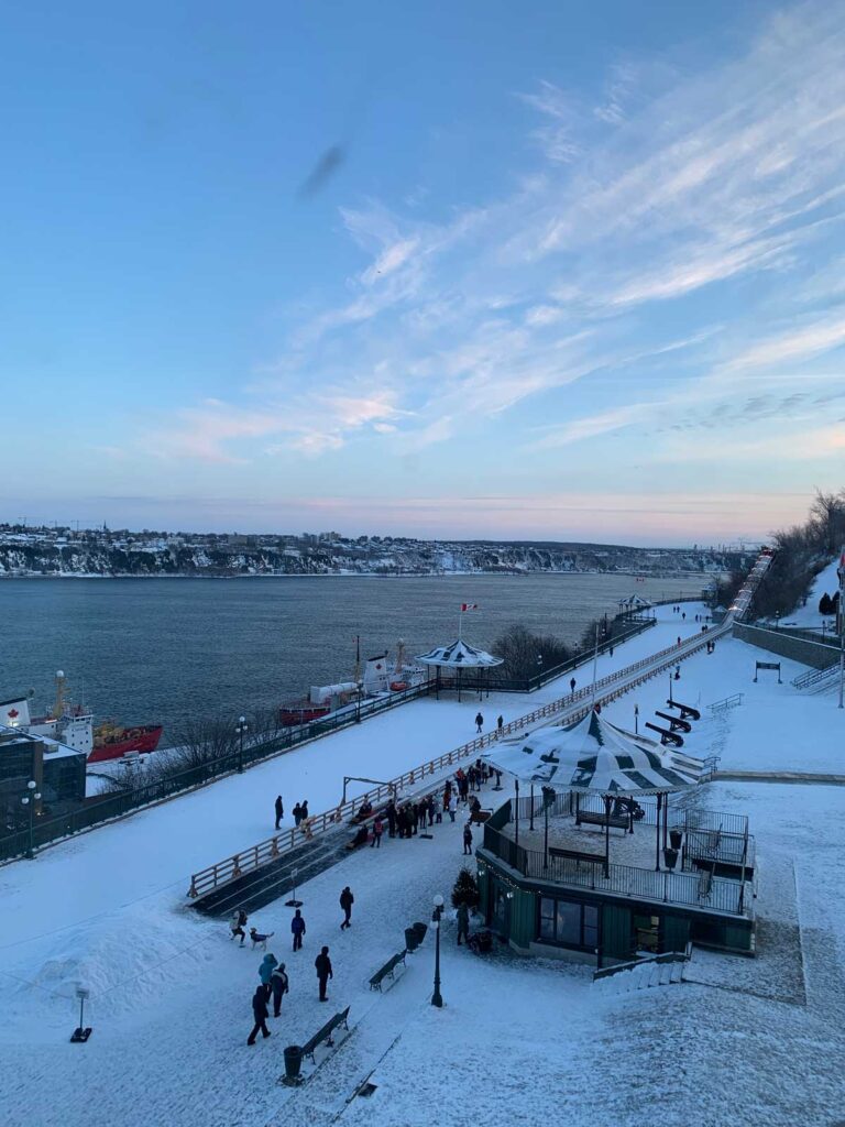 1884 toboggan view from Chateau Frontenac