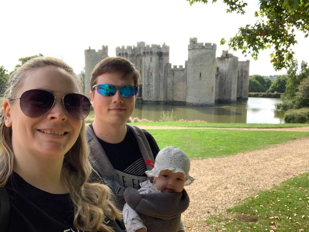 Visiting Bodiam Castle in Kent Uk with a baby in carrier