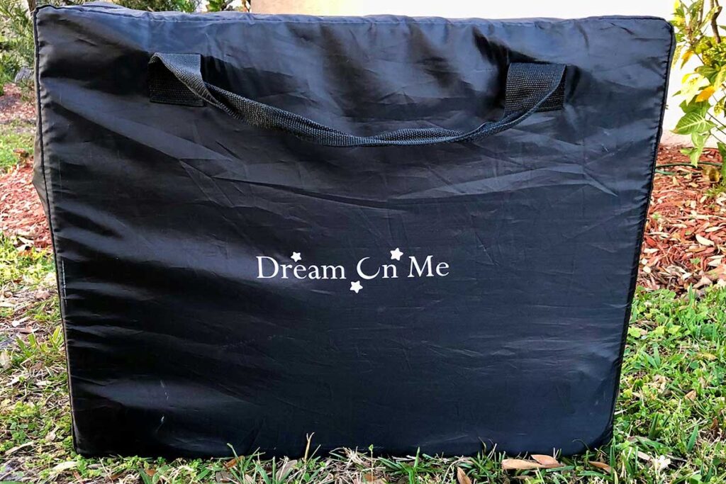 Dream on Me travel playard packed in carry case