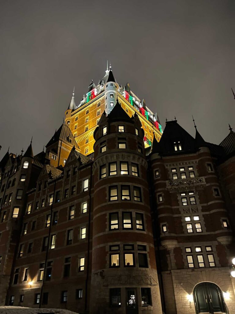 Chateau Frontenac at Night - Visiting Quebec City in winter