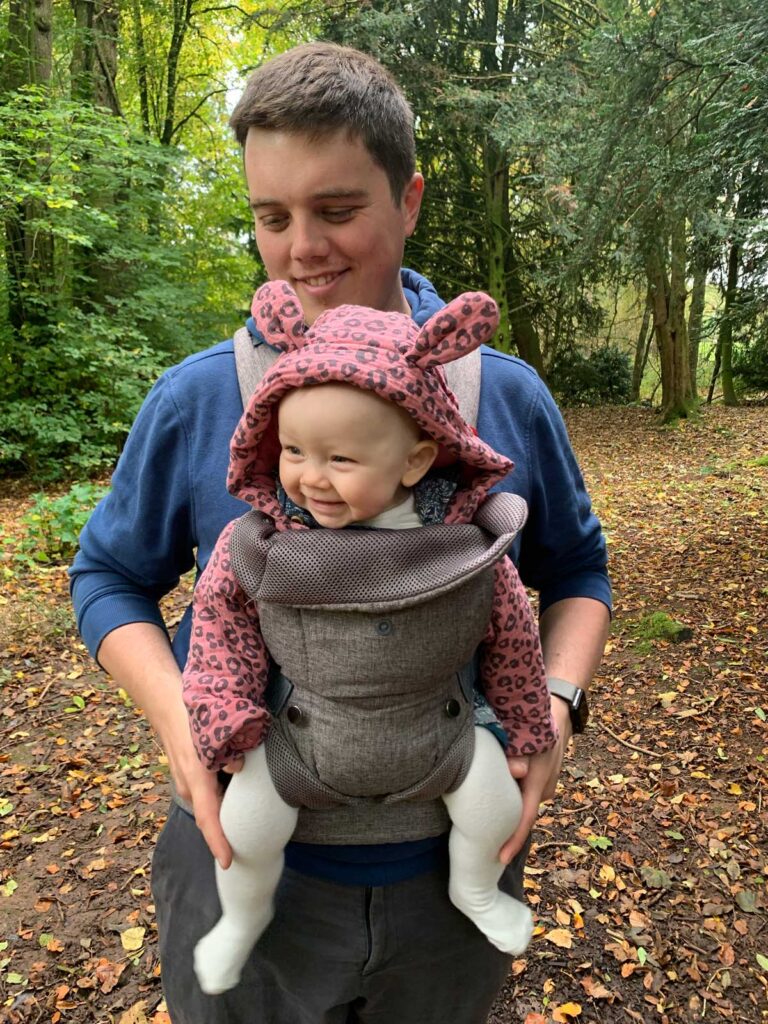 baby in baby carrier for travel