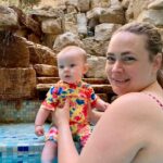 Swimming with baby at Tudor Park Marriott Hotel in Kent