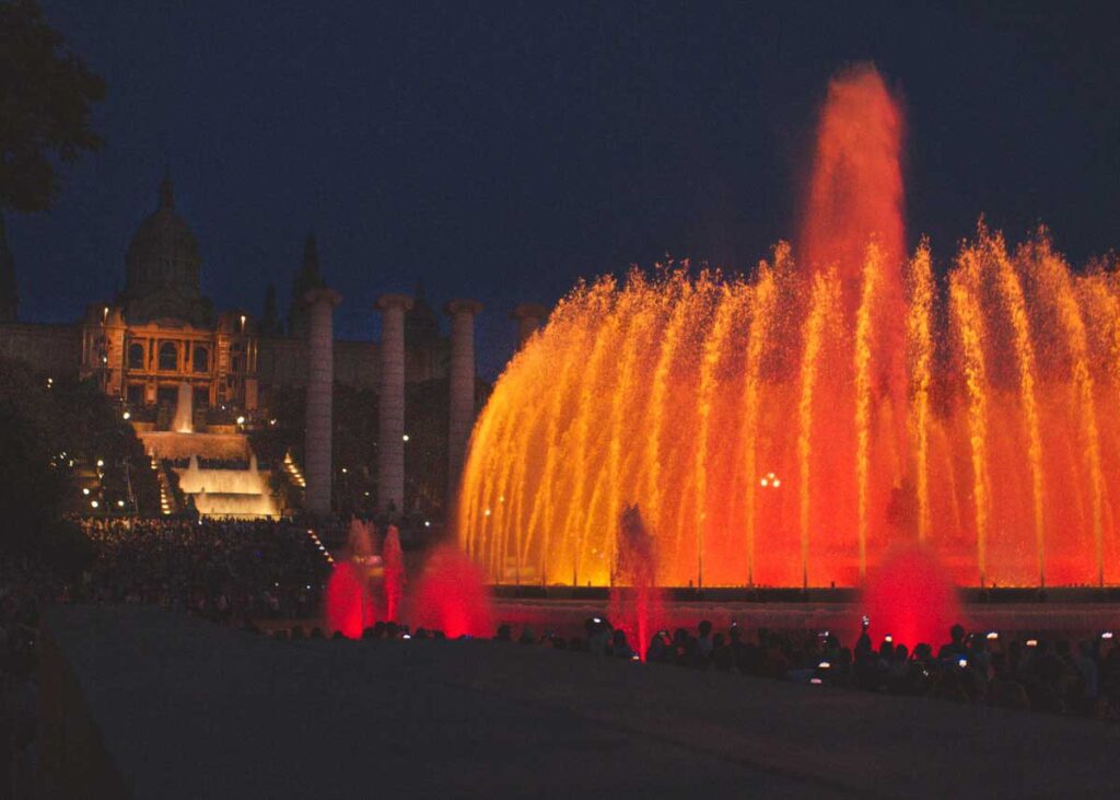 Magic Fountains in Barcelona with a Baby