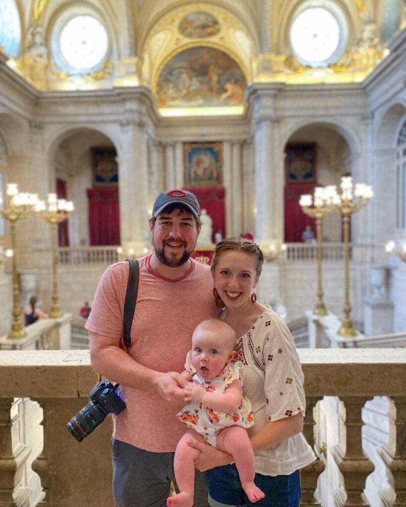 Royal Palace of Madrid with a Baby