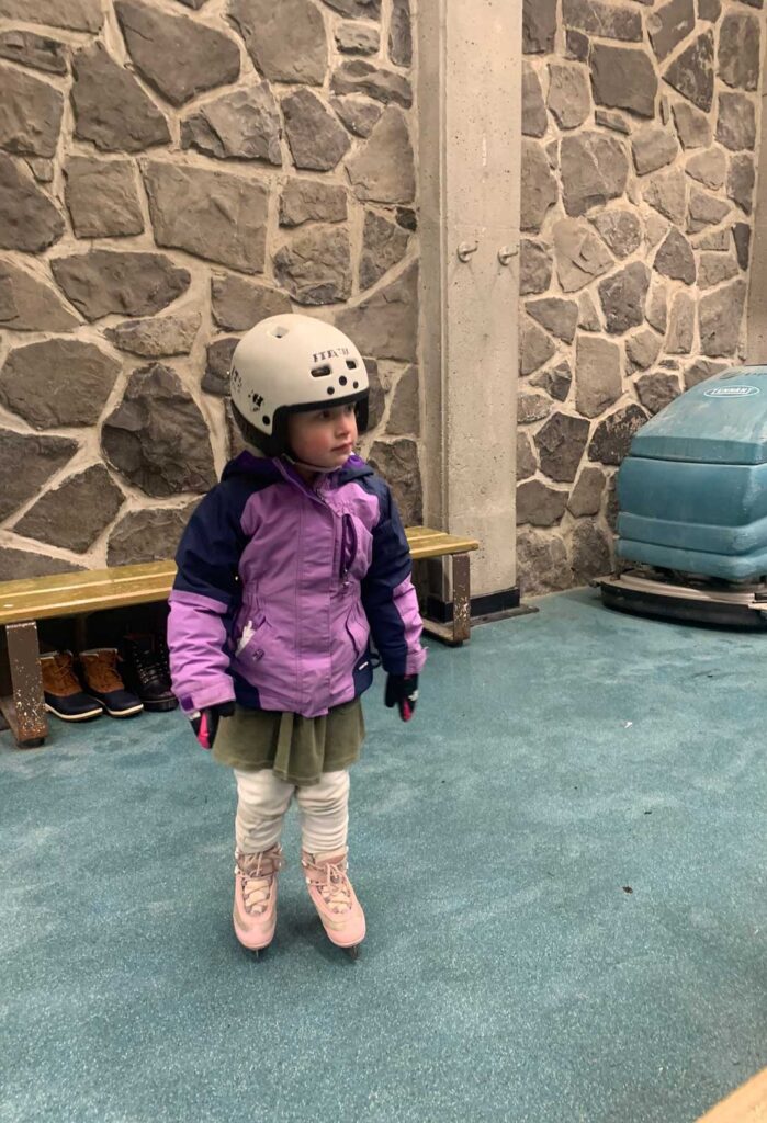 renting skates in Quebec City with toddler in winter