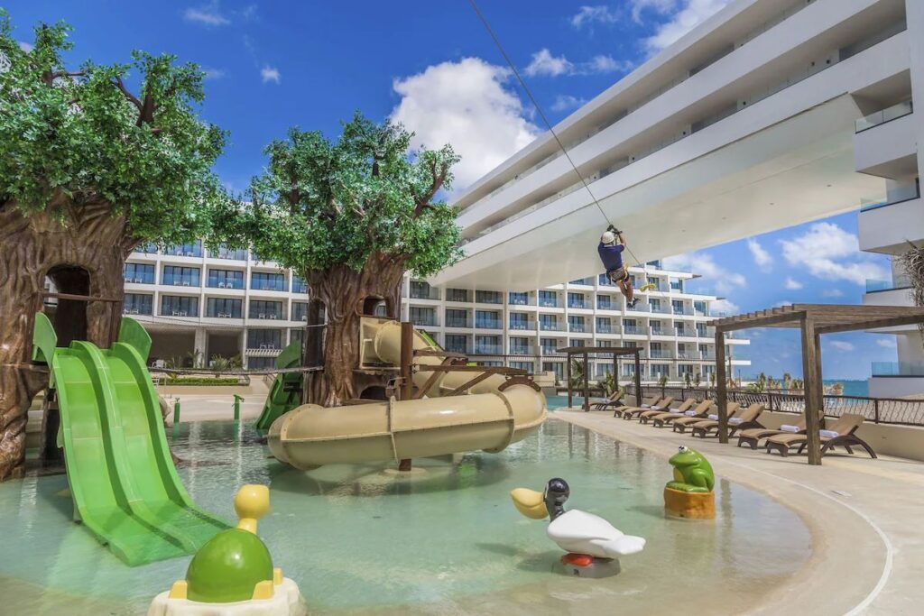 a shallow pool with fun animals would be perfect for a baby to splash in at the Sensira Resort & Spa Riviera Maya.