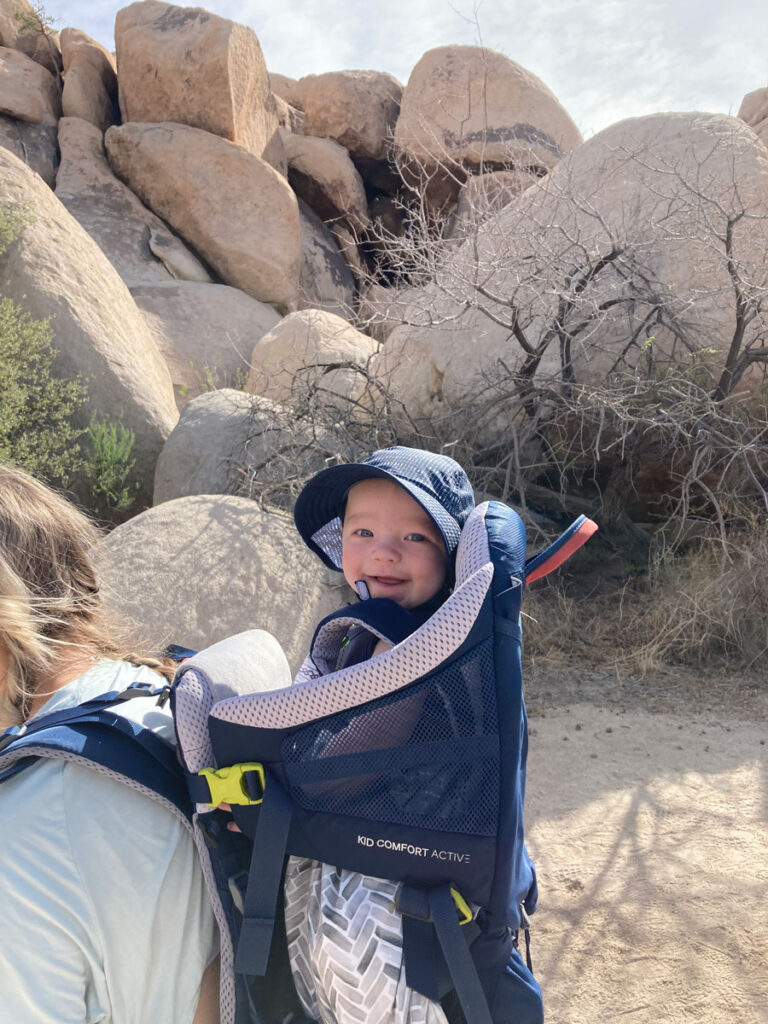 Baby in Backpack carrier - Joshua Tree NP