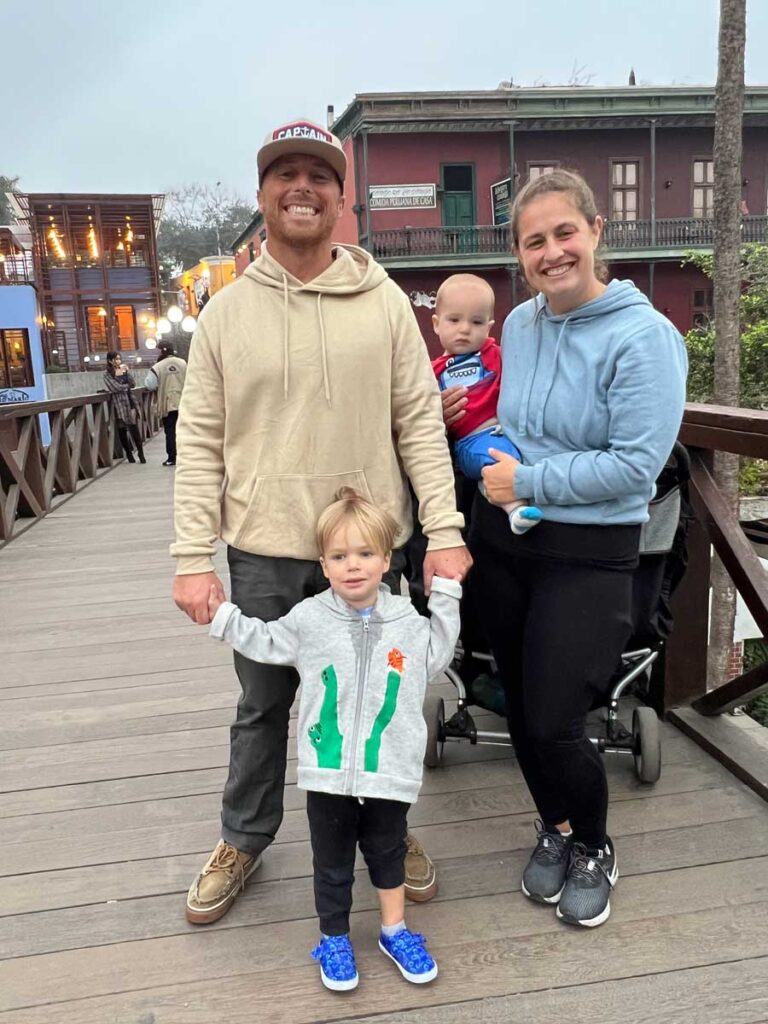 family at the Bridge of Sighs - Peru with baby or toddler