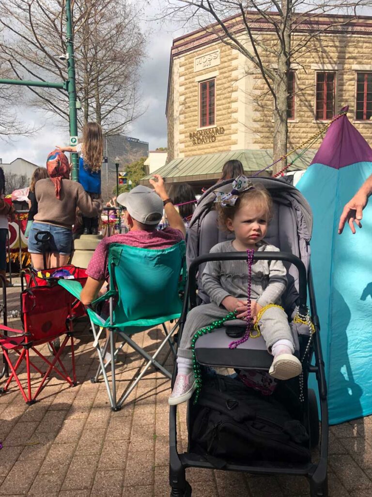 Toddler in Inglesina Electa Stroller at restaurant