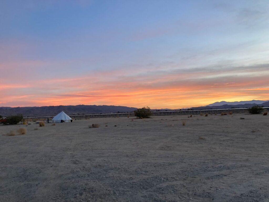 sunset at glamping - Where to Stay in Joshua Tree National Park