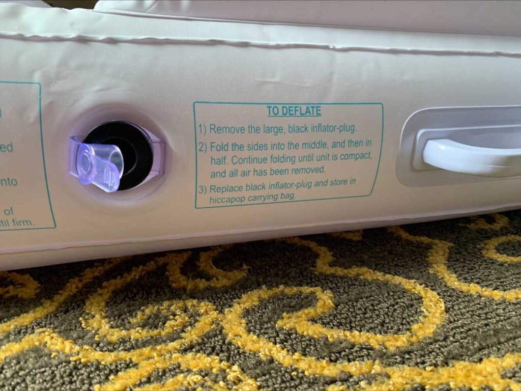 leak proof valve and printed instructions on hiccapop kids inflatable mattress