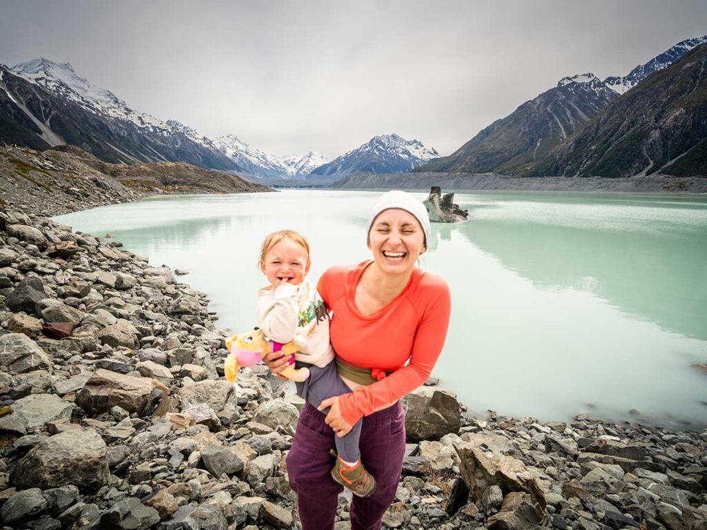 Blue Lakes and Tasman Glacier Walk - toddler travel New Zealand