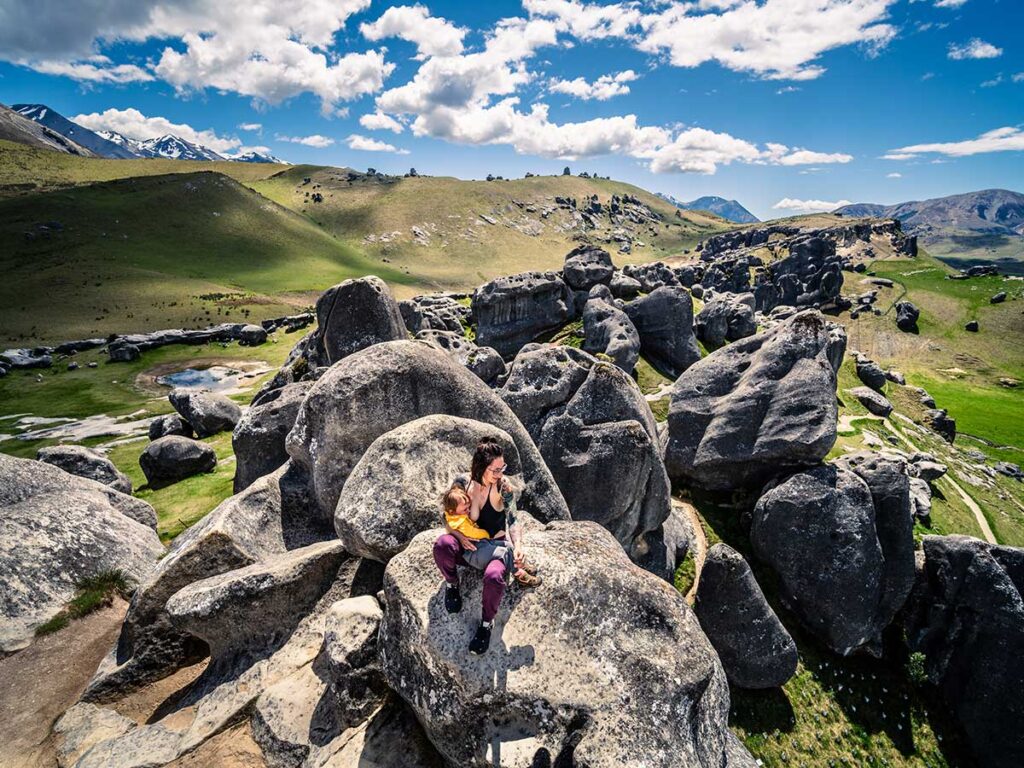 Feeding toddler - Castle Hill South Island New Zealand