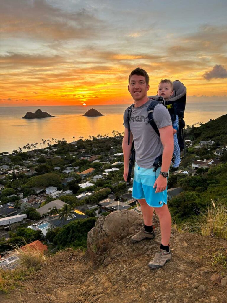 Hiking Lanikai in Hawaii with toddler