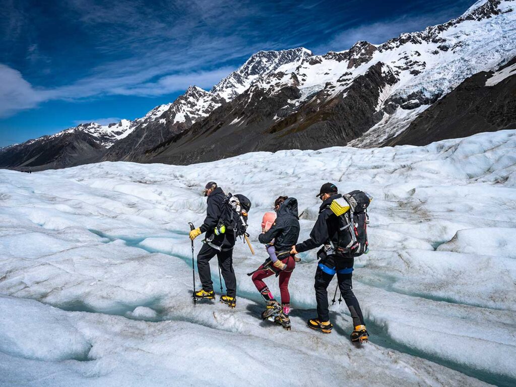 Hiking Tasman Glacier in New Zealand