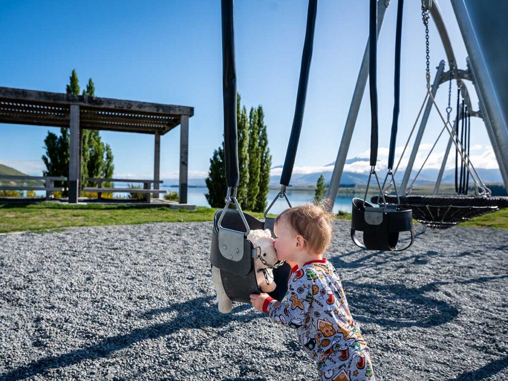 Lake Tekapo with a toddler