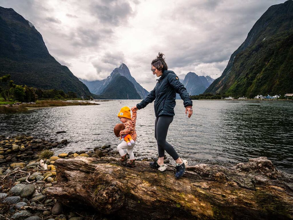 Milford Sound with toddler