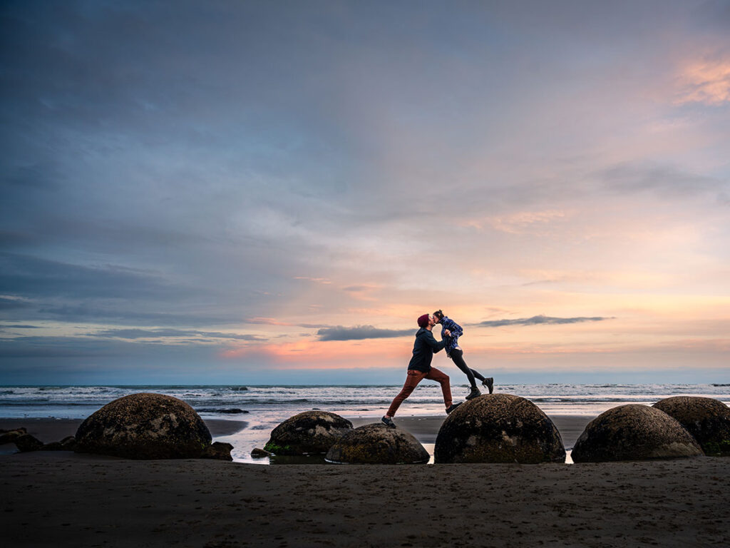 Moeraki Boulders Beach in New Zealand