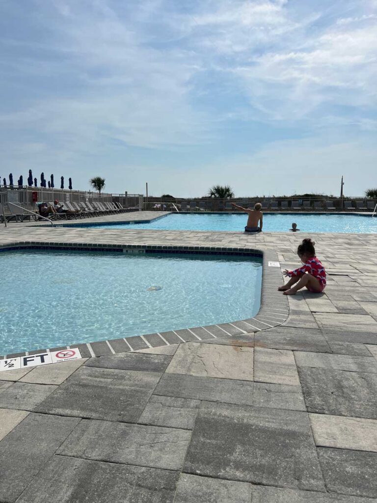 Playing at condo pool - Hilton Head with Toddler