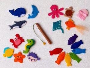 a magnetic fishing game is a great travel toy for toddlers.