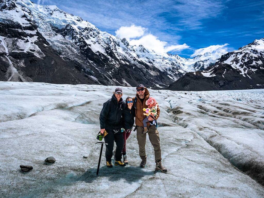 Tasman Glacier - New Zealand with toddler