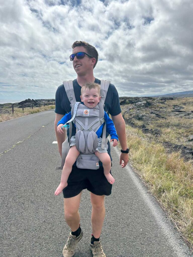 Toddler in carrier - Volcanoes Crater Rim Drive